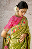 Precious Olive Green Zari Weaving Silk Mehendi Wear Saree With Blouse