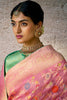 Gorgeous Light Pink Zari Weaving Silk Event Wear Saree With Blouse