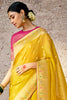 Amazing Mustard Yellow Zari Weaving Silk Haldi Wear Saree