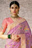 Stunning Lavender Zari Weaving Silk Festival Wear Saree With Blouse