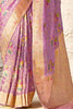 Stunning Lavender Zari Weaving Silk Festival Wear Saree With Blouse