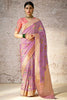 Stunning Lavender Zari Weaving Silk Festival Wear Saree With Blouse