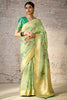 Beautiful Light Green Zari Weaving Silk Wedding Saree With Blouse