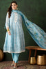 Captivating Sky Blue Embroidered Organza Function Wear Pant Suit