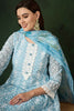 Captivating Sky Blue Embroidered Organza Function Wear Pant Suit