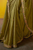 Stunning Olive Green Border Work Organza Event Wear Saree With Blouse