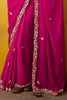 Startling Rani Pink Thread Embroidery Work Organza Wedding Wear Saree