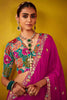 Startling Rani Pink Thread Embroidery Work Organza Wedding Wear Saree