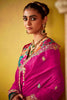 Startling Rani Pink Thread Embroidery Work Organza Wedding Wear Saree