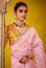 Awesome Baby Pink Sequins Work Organza Event Wear Saree With Blouse