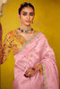 Awesome Baby Pink Sequins Work Organza Event Wear Saree With Blouse