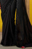 Winsome Black Sequins Organza Reception Wear Saree With Blouse