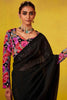 Winsome Black Sequins Organza Reception Wear Saree With Blouse