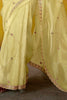 Awesome Light Yellow Sequins Organza Event Wear Saree With Blouse