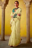 Awesome Light Yellow Sequins Organza Event Wear Saree With Blouse