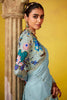 Mesmerizing Sky-Blue Sequins Organza Wedding Wear Saree With Blouse