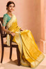 Majestic Yellow Zari Weaving Silk Haldi Wear Saree With Blouse