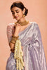 Winning Mauve Zari Weaving Silk Reception Wear Saree With Blouse