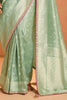 Lovely Sea Green Zari Weaving Silk Wedding Wear Saree With Blouse