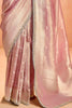 Delightful Pink Zari Weaving Silk Reception Wear Saree With Blouse