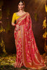 Dazzling Red Zari Weaving Silk Wedding Wear Saree With Blouse