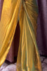 Lovable Mehendi Green Hand Work Event Wear Saree With Blouse