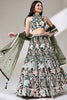 Amazing Olive Green Sequins Net Mehendi Wear Lehenga Choli