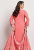 Glamorous Peach Embroidered Organza Festival Wear Pant Suit