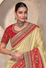 Winsome Cream Patola Kanjivaram Weaving Event Wear Saree With Blouse