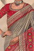 Lovable Grey Patola Kanjivaram Weaving Wedding Wear Saree With Blouse