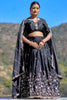 Captivating Black Zari Work Chinon Event Wear Lehenga Choli