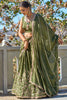 Dazzling Olive Green Sequins Chinon Mehendi Wear Lehenga Choli