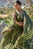 Dazzling Olive Green Sequins Chinon Mehendi Wear Lehenga Choli