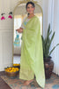 Stunning White Thread Embroidered Viscose Traditional Pant Suit