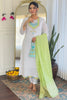 Stunning White Thread Embroidered Viscose Traditional Pant Suit