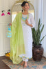 Stunning White Thread Embroidered Viscose Traditional Pant Suit