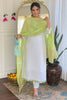 Stunning White Thread Embroidered Viscose Traditional Pant Suit