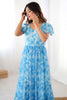 Awesome Sky-Blue Printed Georgette Casual Wear Dress