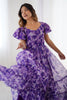 Outstanding Purple Printed Georgette Casual Wear Dress