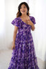 Outstanding Purple Printed Georgette Casual Wear Dress