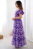 Outstanding Purple Printed Georgette Casual Wear Dress
