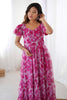 Amazing Rani Pink Printed Georgette Casual Wear Dress
