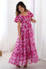 Amazing Rani Pink Printed Georgette Casual Wear Dress