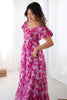Amazing Rani Pink Printed Georgette Casual Wear Dress