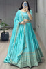Lavish Sky-Blue Sequins Chinon Wedding Wear Lehenga Choli With Dupatta