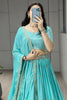 Lavish Sky-Blue Sequins Chinon Wedding Wear Lehenga Choli With Dupatta