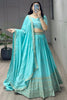 Lavish Sky-Blue Sequins Chinon Wedding Wear Lehenga Choli With Dupatta