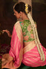 Beautiful Pink Zari Weaving Silk Wedding Wear Saree With Blouse