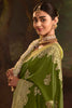 Shocking Olive Green Zari Weaving Silk Mehendi Wear Saree With Blouse