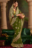 Shocking Olive Green Zari Weaving Silk Mehendi Wear Saree With Blouse